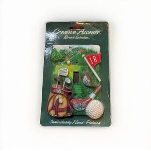 VINTAGE 3D Resin Light SwitchPlate Golf Themed Clubs Balls Hole in One Green NOS